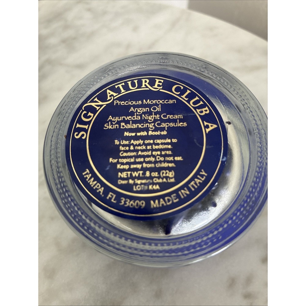 Signature Club A Moroccan Argan Oil Ayurveda Night Cream Capsules Baobab .8oz